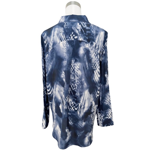 COS Silk Long Sleeve Button Up Shirt Blouse Printed Blue White Small NWT 8 - Picture 6 of 14